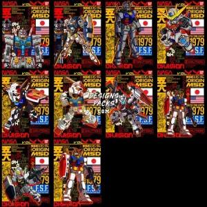 10 Space Robot USA JAPAN V2 Streetwear Anime Designs Bundle PNG   PSD