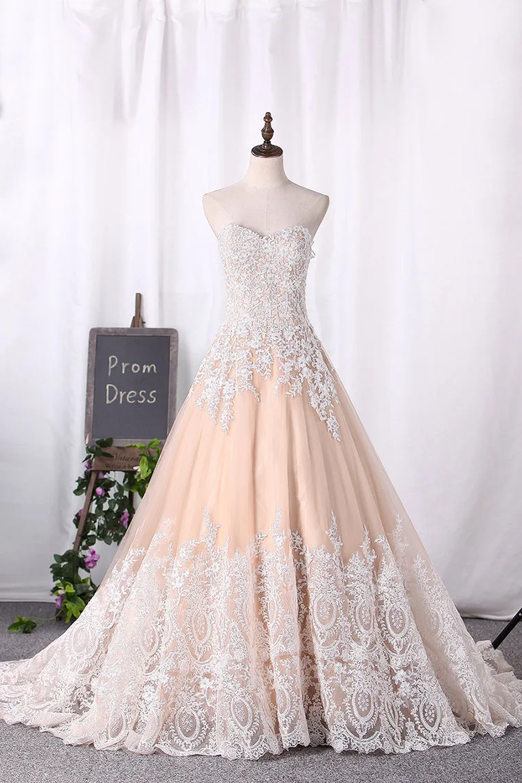 2024 Sweetheart A Line Wedding Dresses With Applique