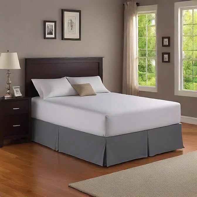 24" Inches Drop Bed Skirt Dark Grey 1000TC Egyptian Cotton