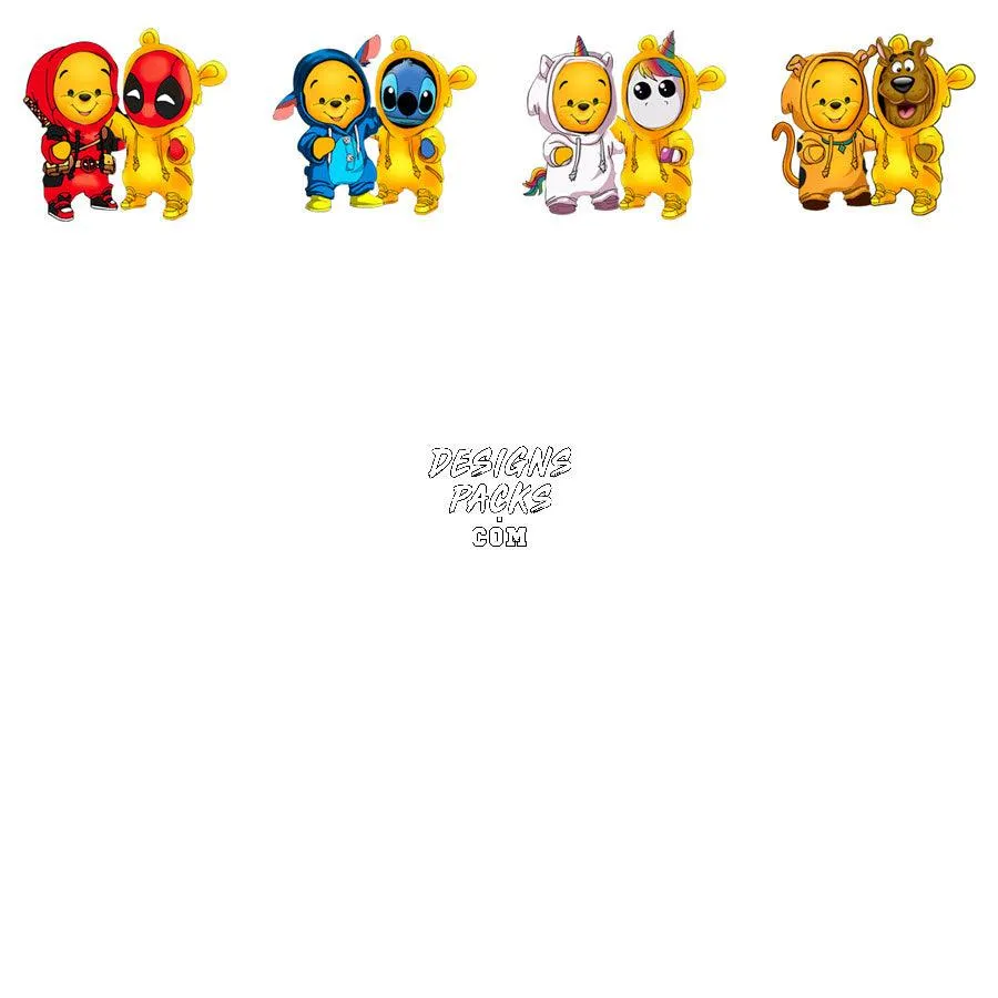 50 Halloween Cartoon Winnie Costume Duo Designs Bundle PNG