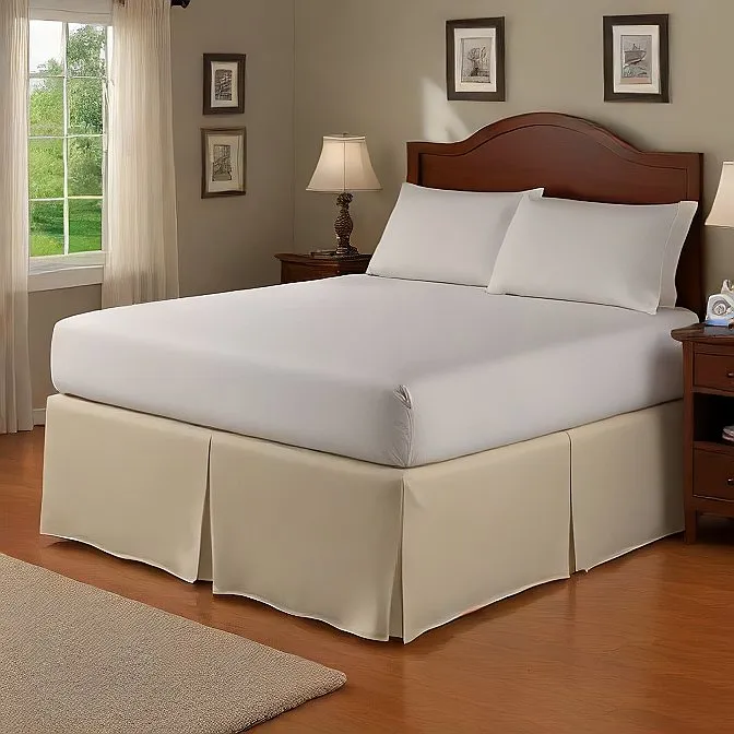 9 Inch Drop Bed Skirt Ivory Solid Egyptian Cotton 1000TC