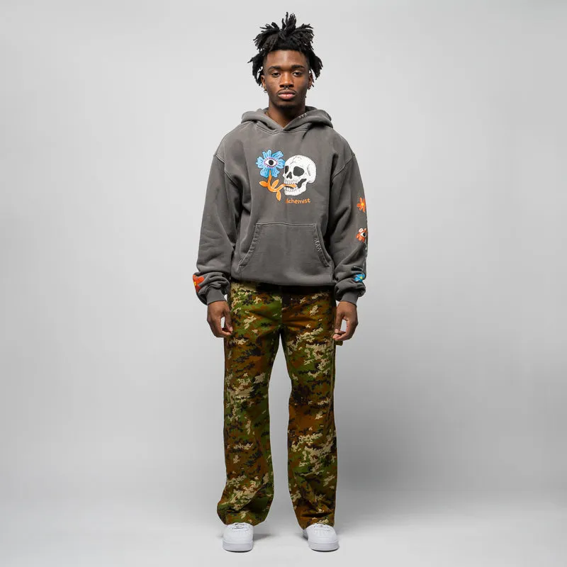 Alchemist Floral Skull Hoodie - Jet Black