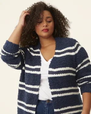 Allie Striped Open-Front Cardigan | Navy / Ivory
