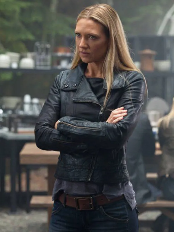 Anna Torv Fringe TV Series Black Leather Jacket