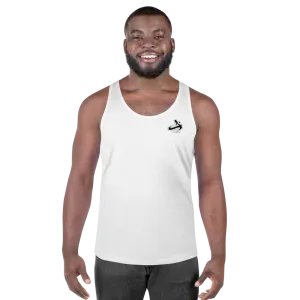 Athletic Apparatus White Black logo White stitch Unisex Tank Top
