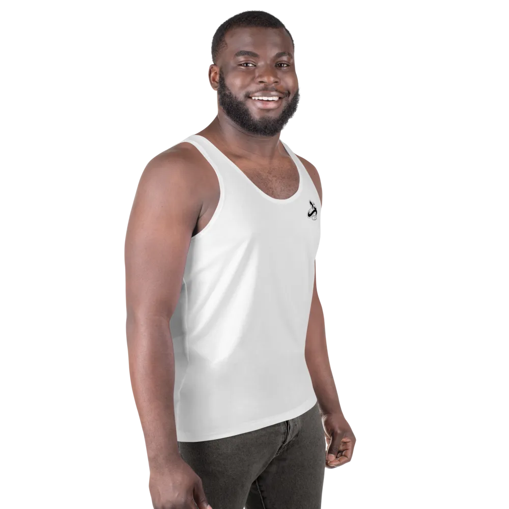 Athletic Apparatus White Black logo White stitch Unisex Tank Top