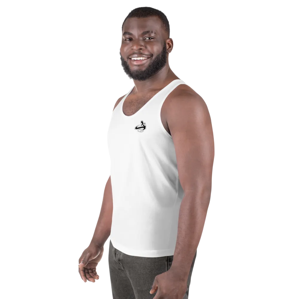 Athletic Apparatus White Black logo White stitch Unisex Tank Top