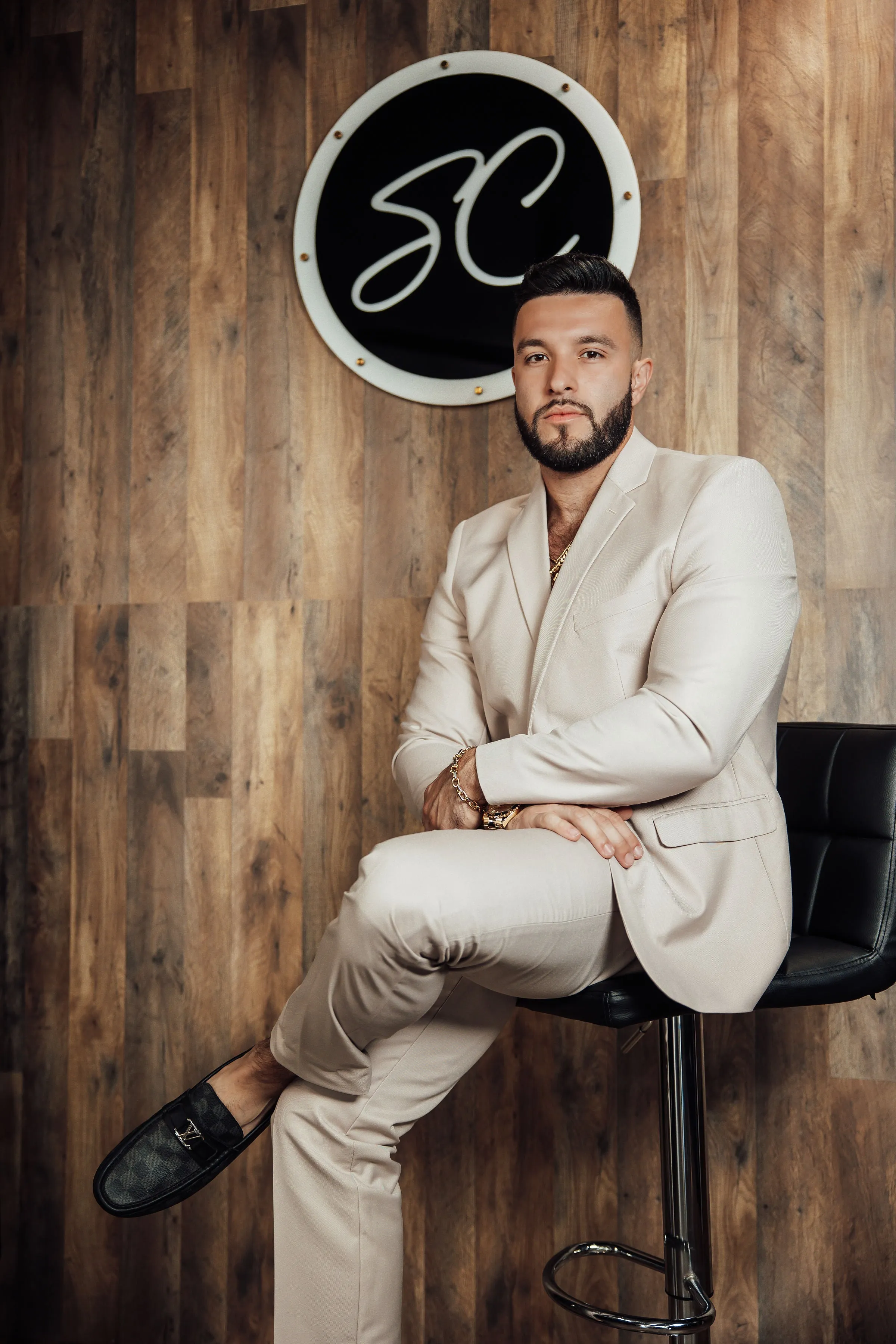 Beige Slim Fit Men's Suit Set