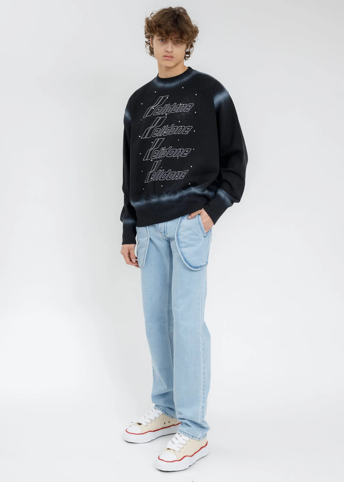 Black And White Washed Artwork Sweatshirt