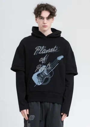 Black “Grunge Guitar” Double Layer Hoodie
