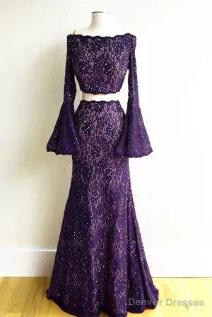 Boho Chic Mermaid Two Piece Lace Prom Dresses