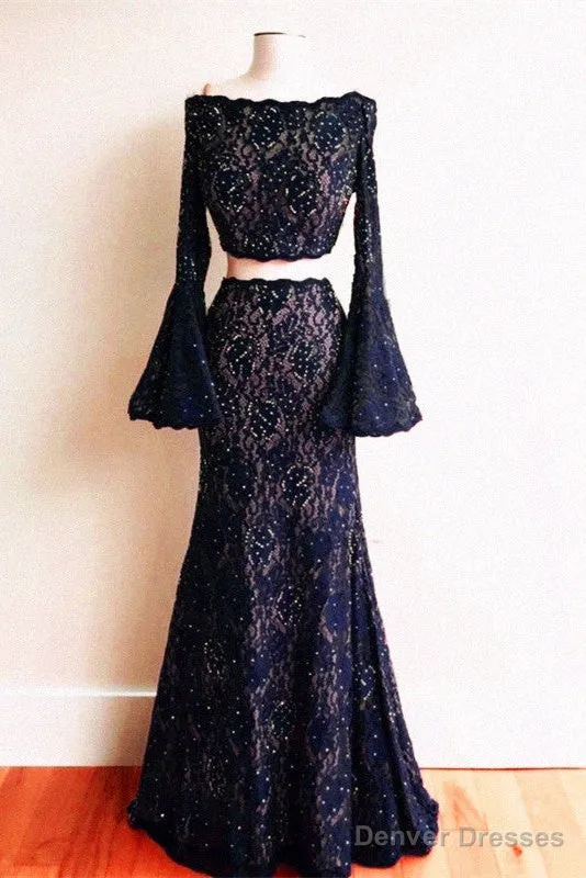Boho Chic Mermaid Two Piece Lace Prom Dresses