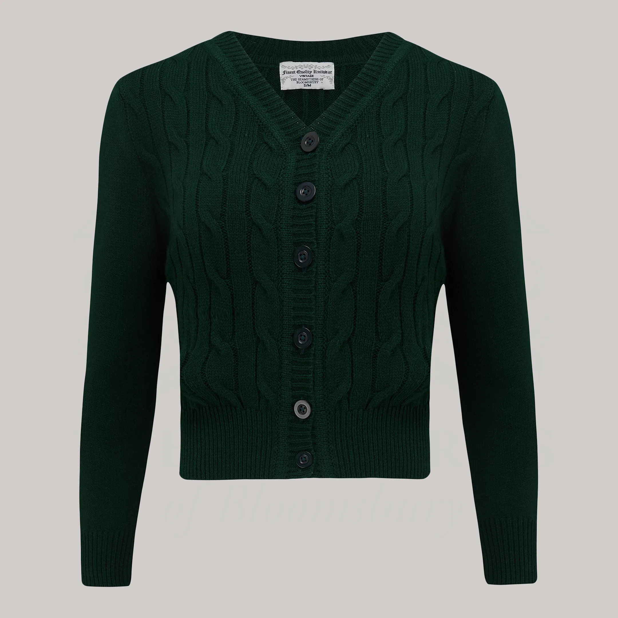 Cable Knit Cardigan in Green