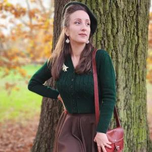 Cable Knit Cardigan in Green