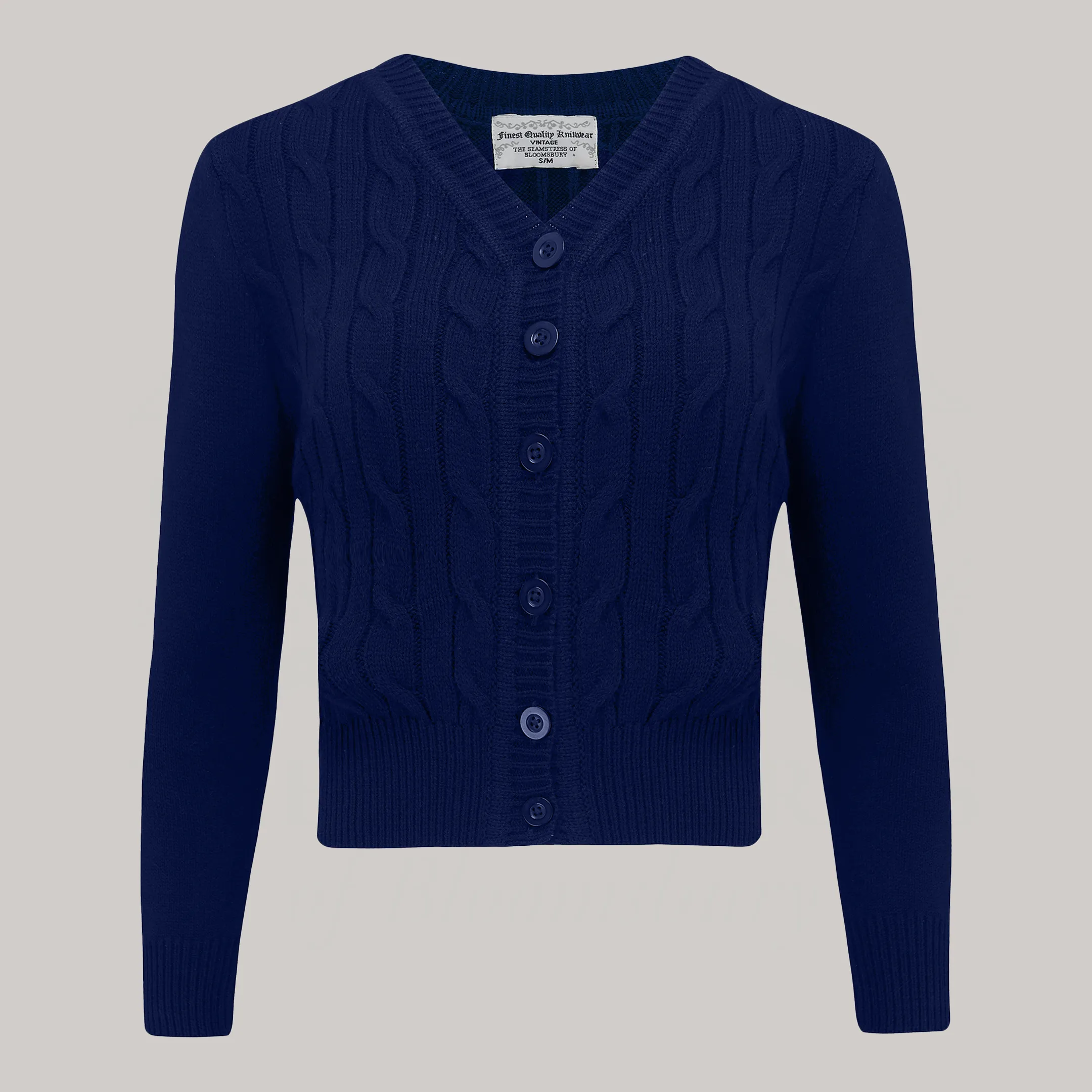 Cable Knit Cardigan in Navy