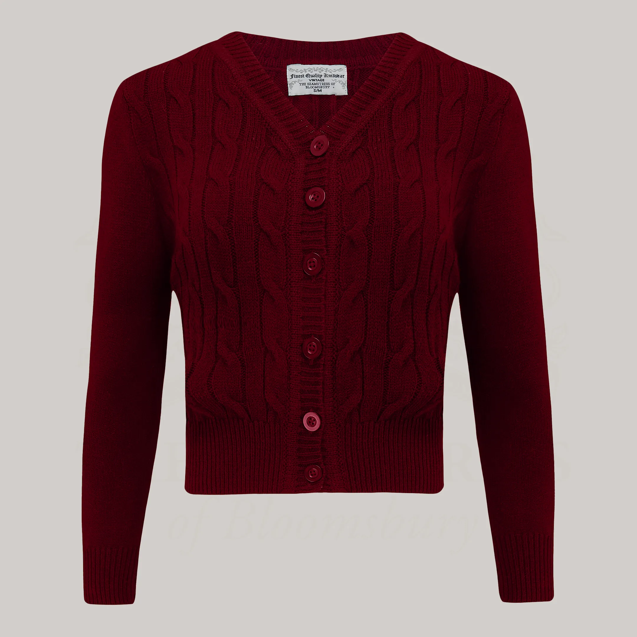Cable Knit Cardigan in Wine
