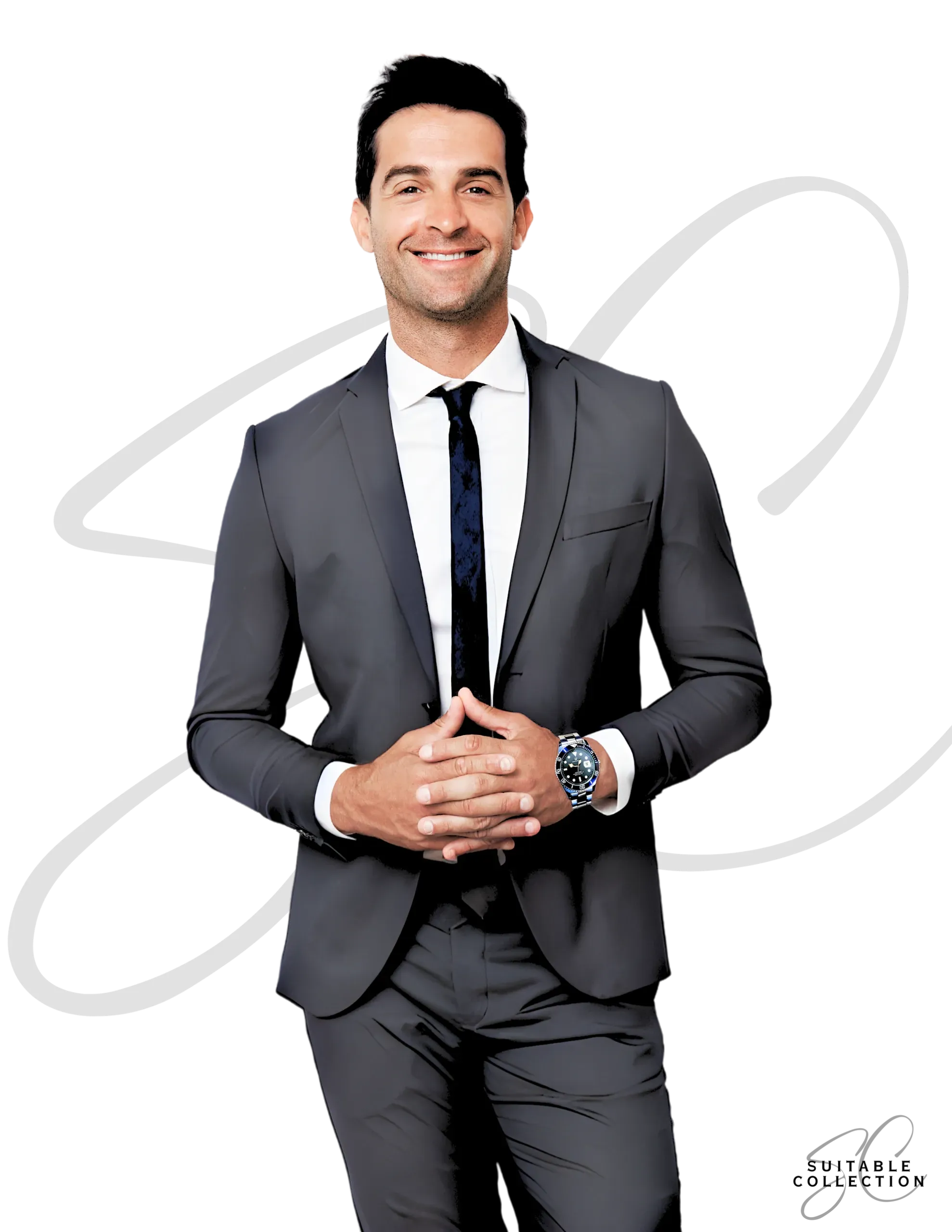 Charcoal Slim Fit Men's Suit Set