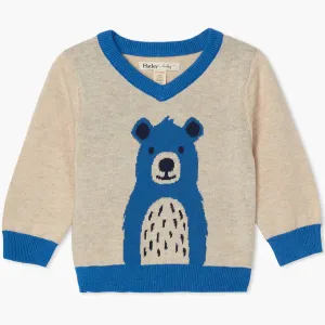 Cheerful Bear V-Neck Baby Sweater
