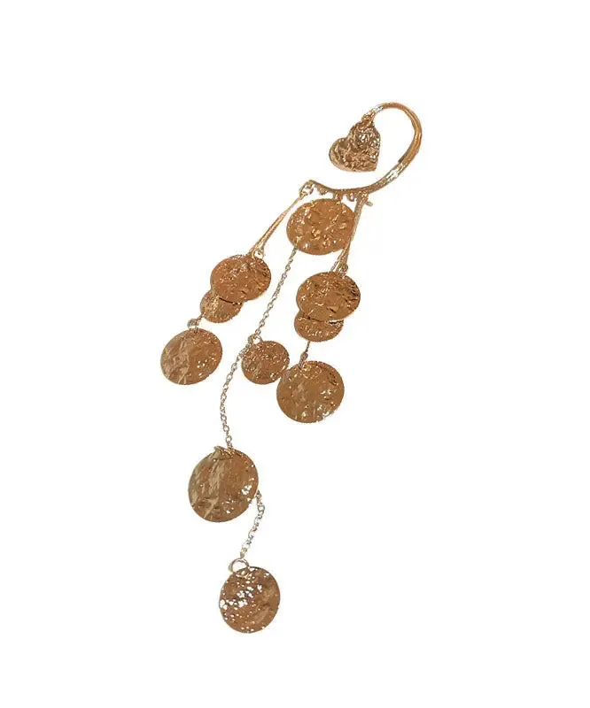 Chic Gold Copper Wrinkled Tassel Sequins Drop Earrings ML0245