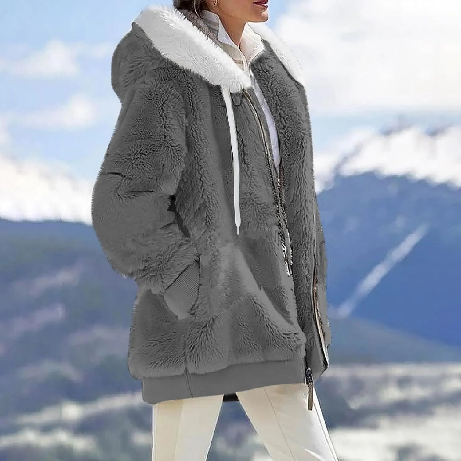 ChicCrate Winter Coats for Women Fleece Sherpa Jacket Fuzzy Hoodie Plush Sweatshirt Long Sleeve Cute Tops Winter Warm Outwear
