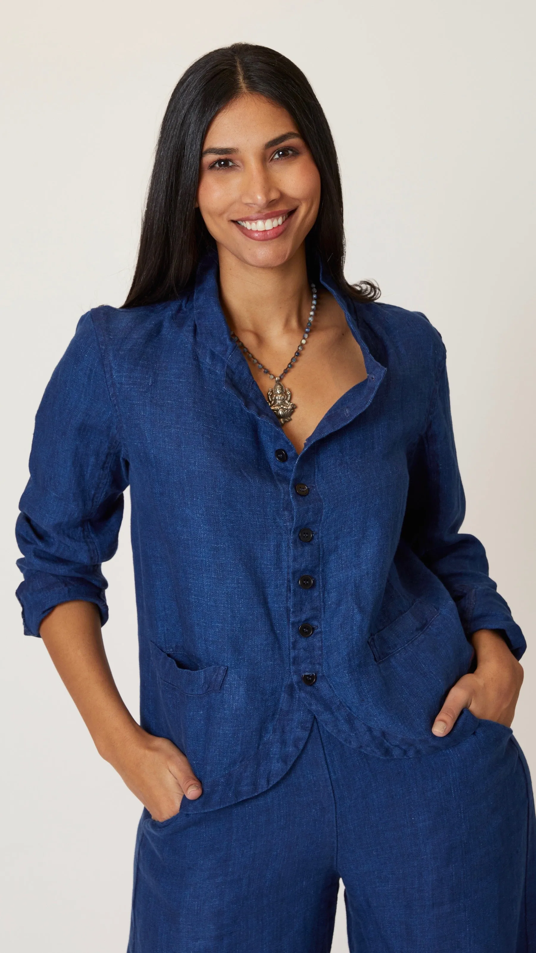 CP Shades Dree Jacket - Indigo Linen Twill