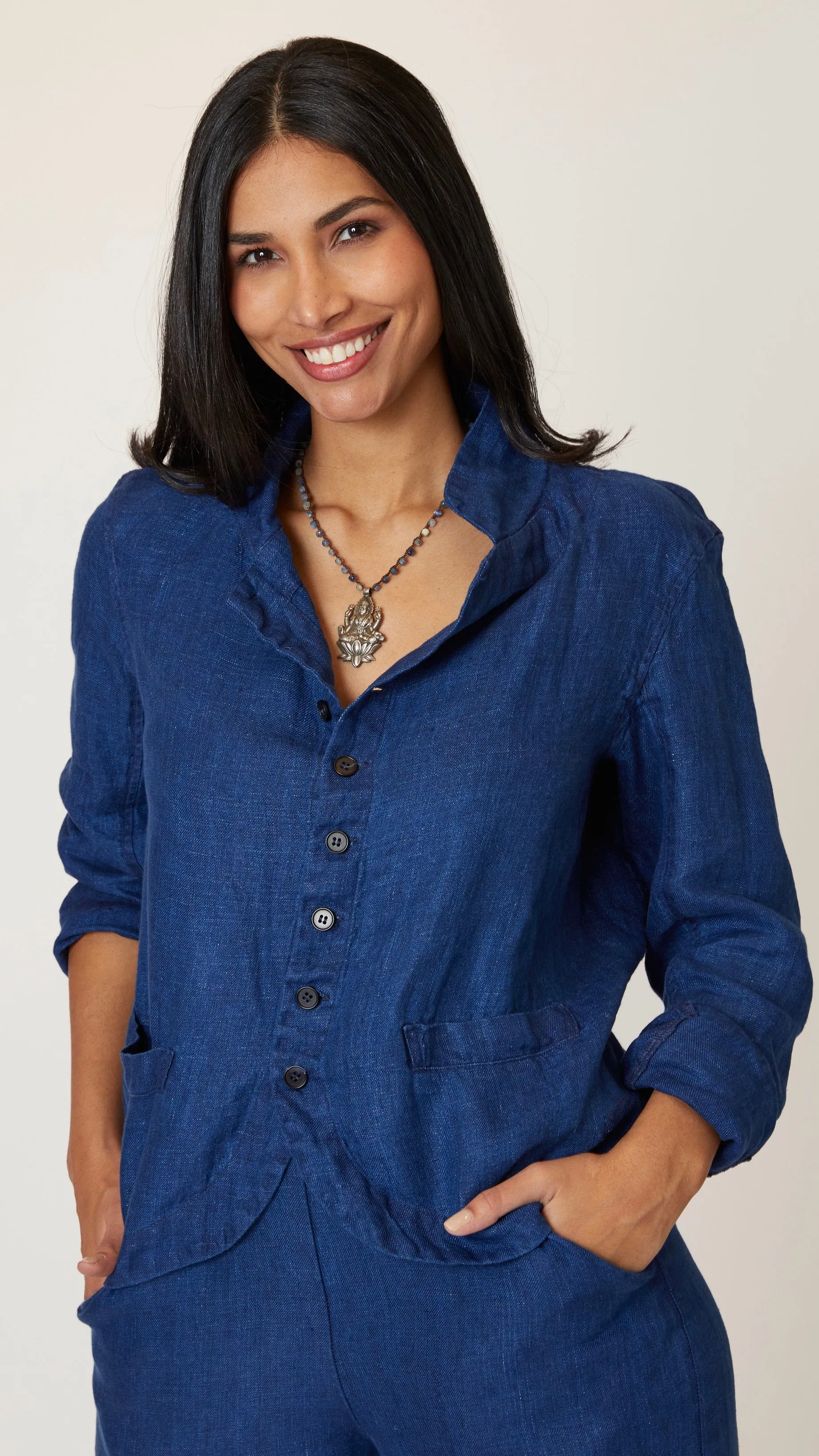 CP Shades Dree Jacket - Indigo Linen Twill
