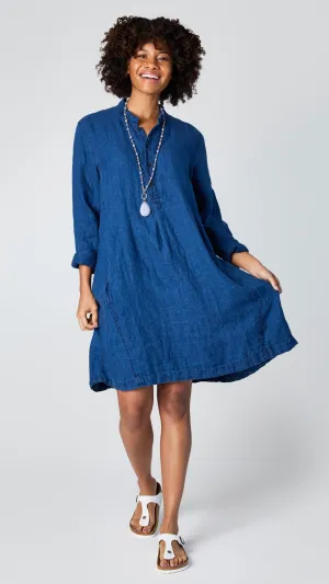CP Shades Jasmine Tunic Dress - Indigo Linen Twill