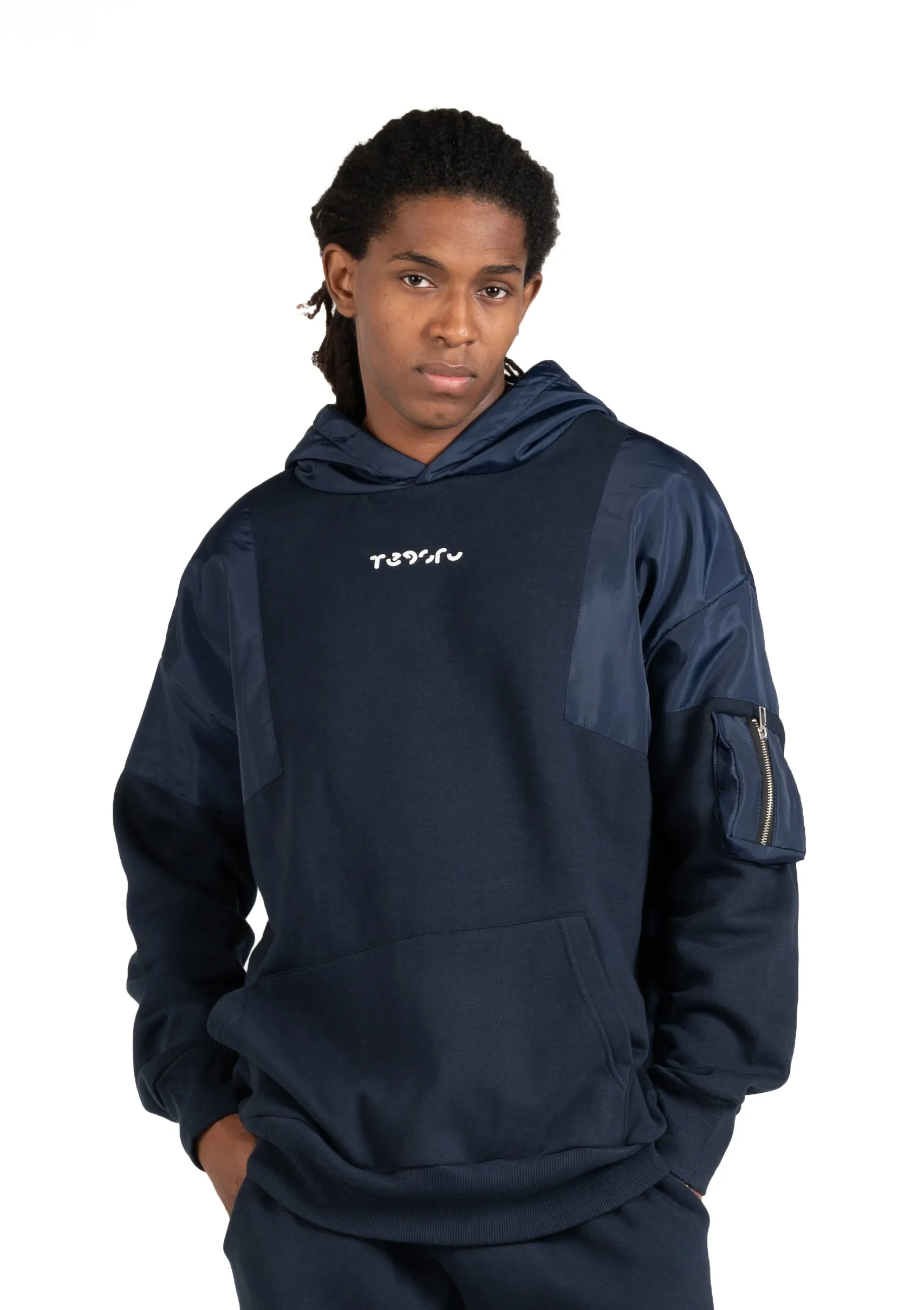 D-Blue Waterproof Hoodie  Zipper pocket .