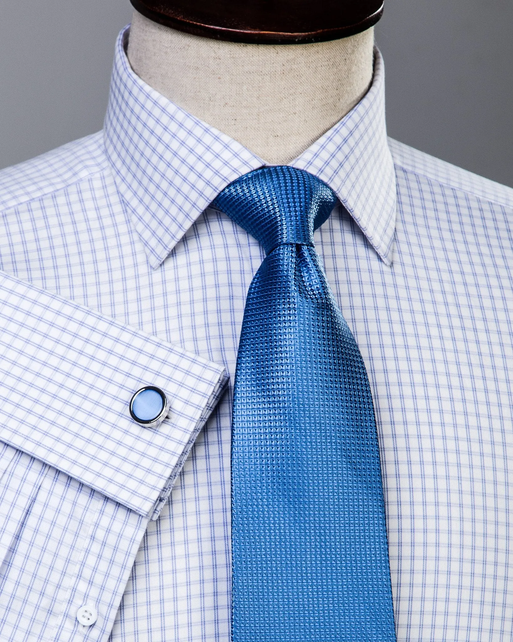 Double Twill Plaids & Checks Formal Business Dress Shirt Luxury Designer Fashion