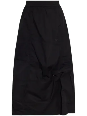 Embroidered Logo Asymmetric Hem Skirt