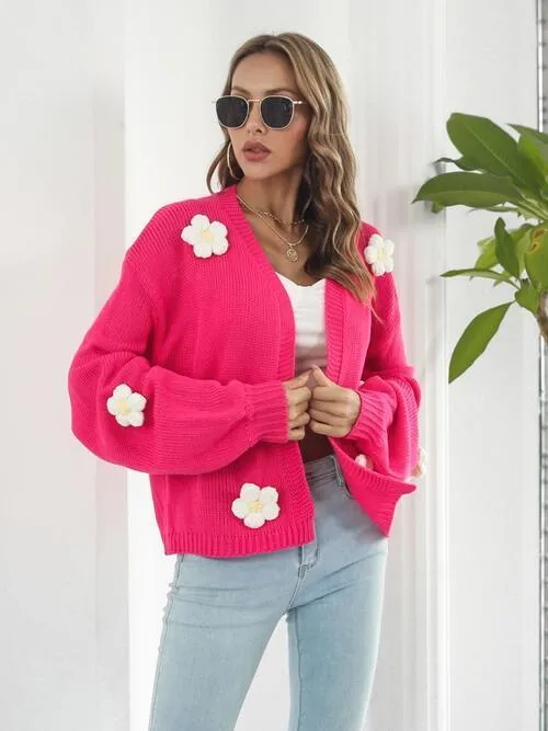Feminine Embrace Open Front Floral Cardigan