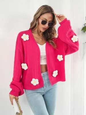 Feminine Embrace Open Front Floral Cardigan