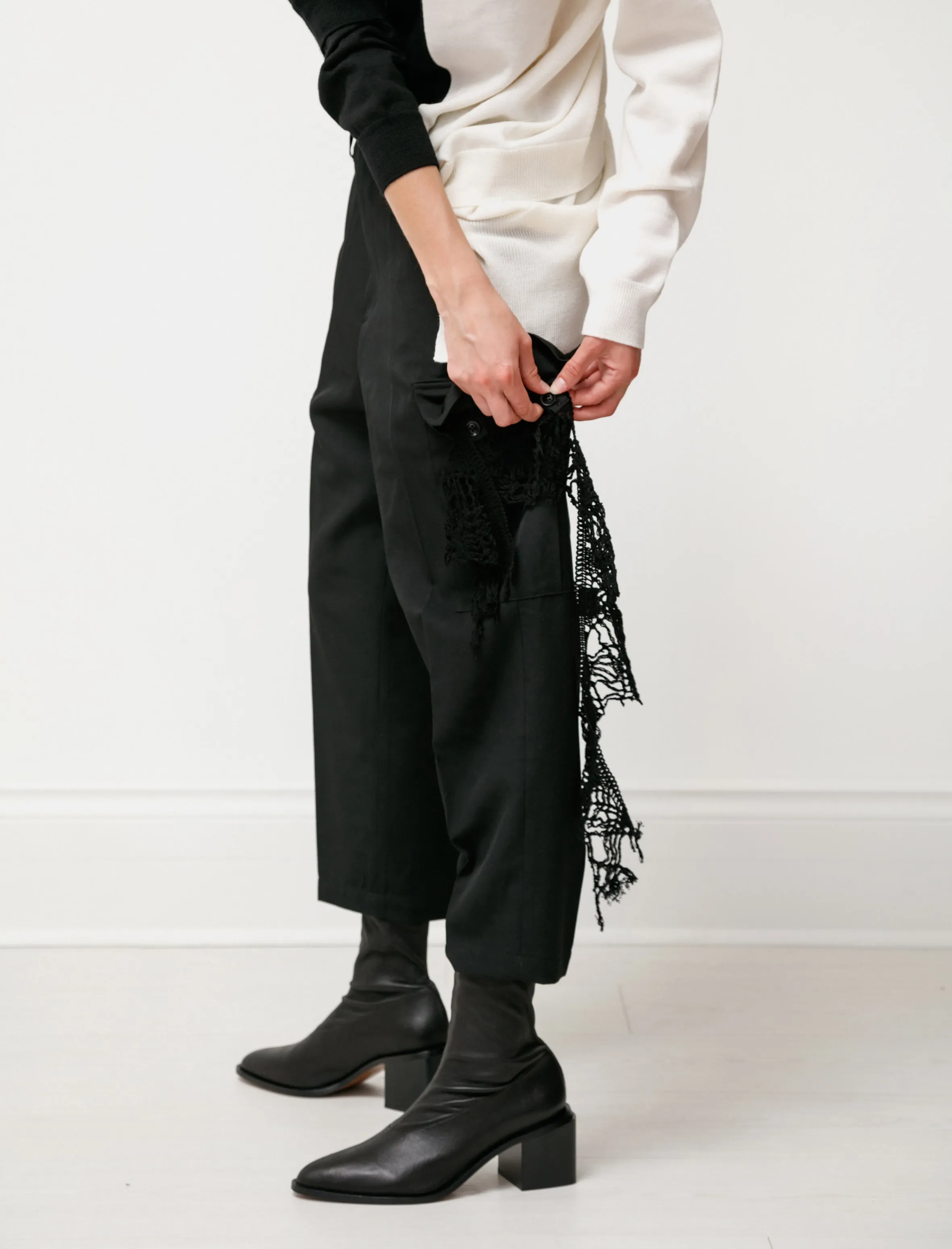 Gabardine Cargo Pants Black