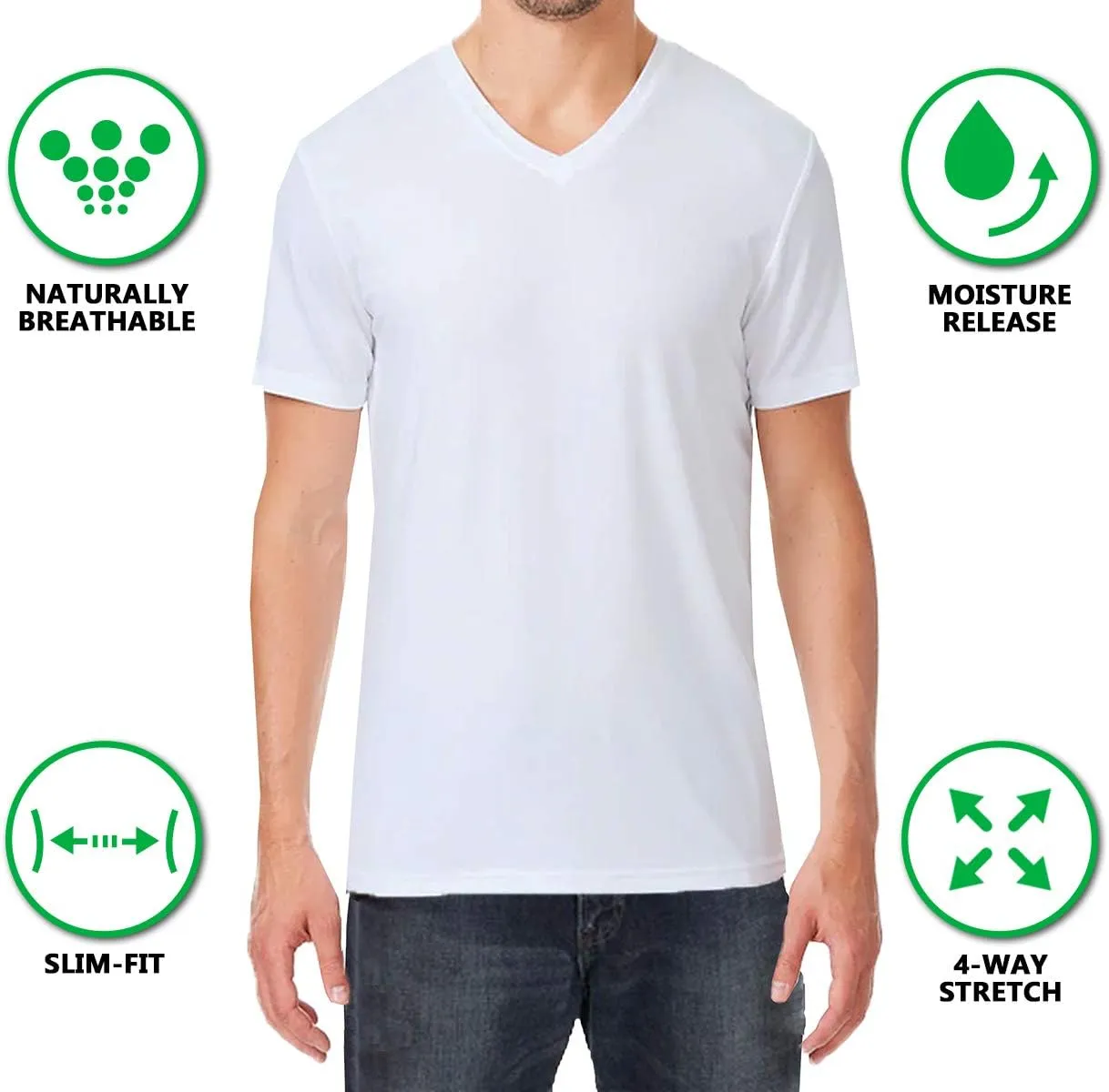 Galaxy by Harvic Men's Short Sleeve V-Neck Cotton Stretch Tees