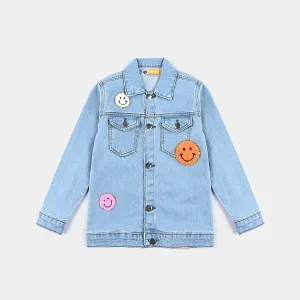 Girls Denim rigid Jacket Smiley-Ice Blue
