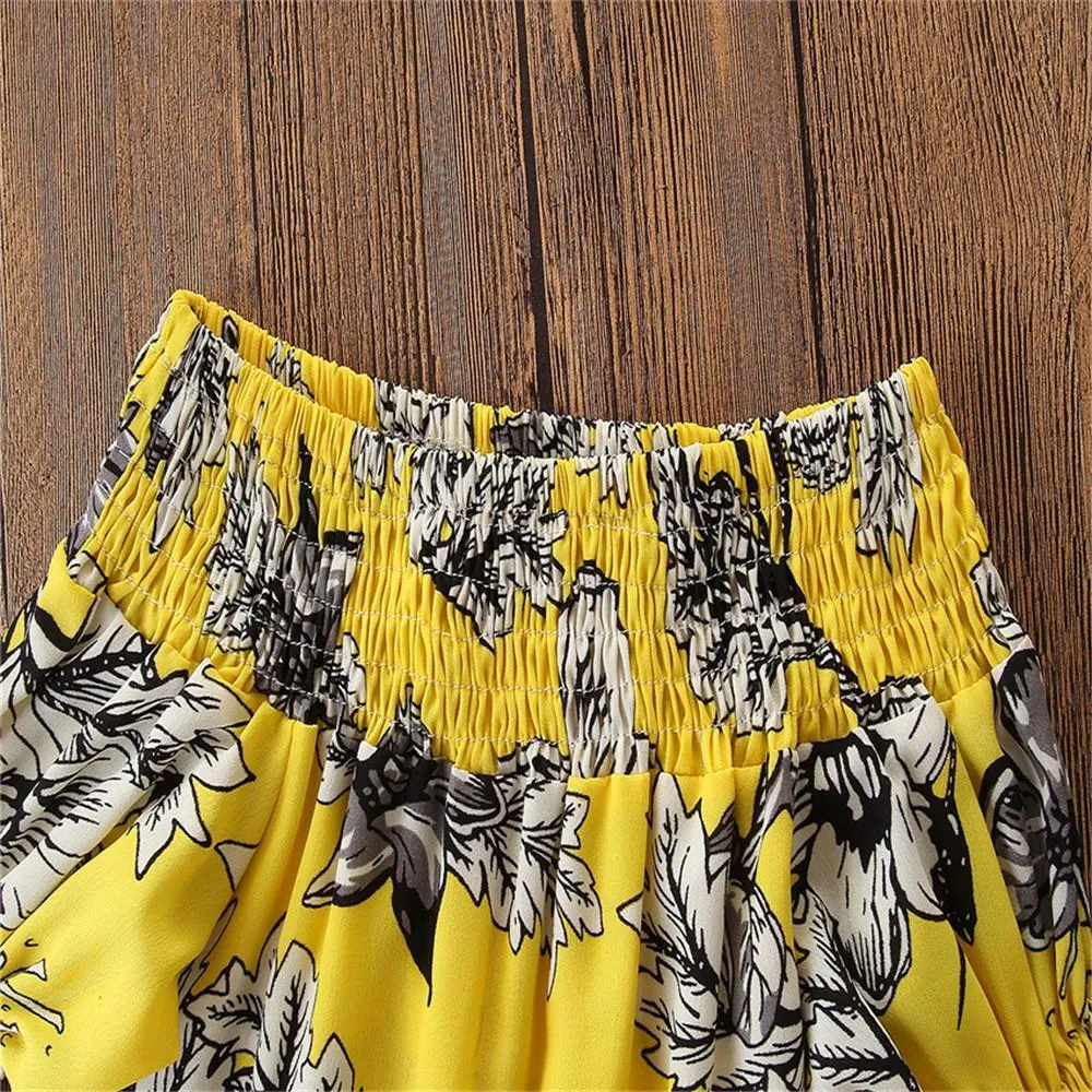 Girls Floral Printed Long Sleeve Top & Plaid Pants Girls Clothing Wholesale