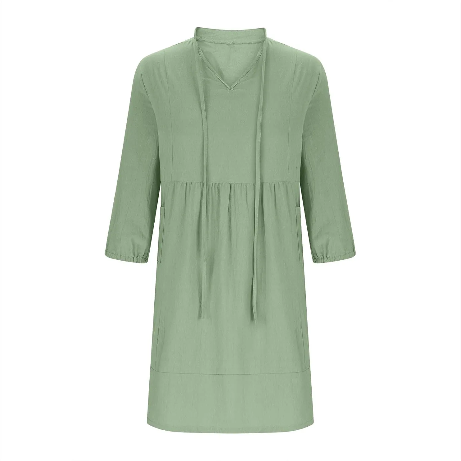 hlysgo Women's Mini Dress with Pockets 2025 Summer Casual 3/4 Sleeve V Neck Short Dress Trendy Knee Length Going Out Dresses