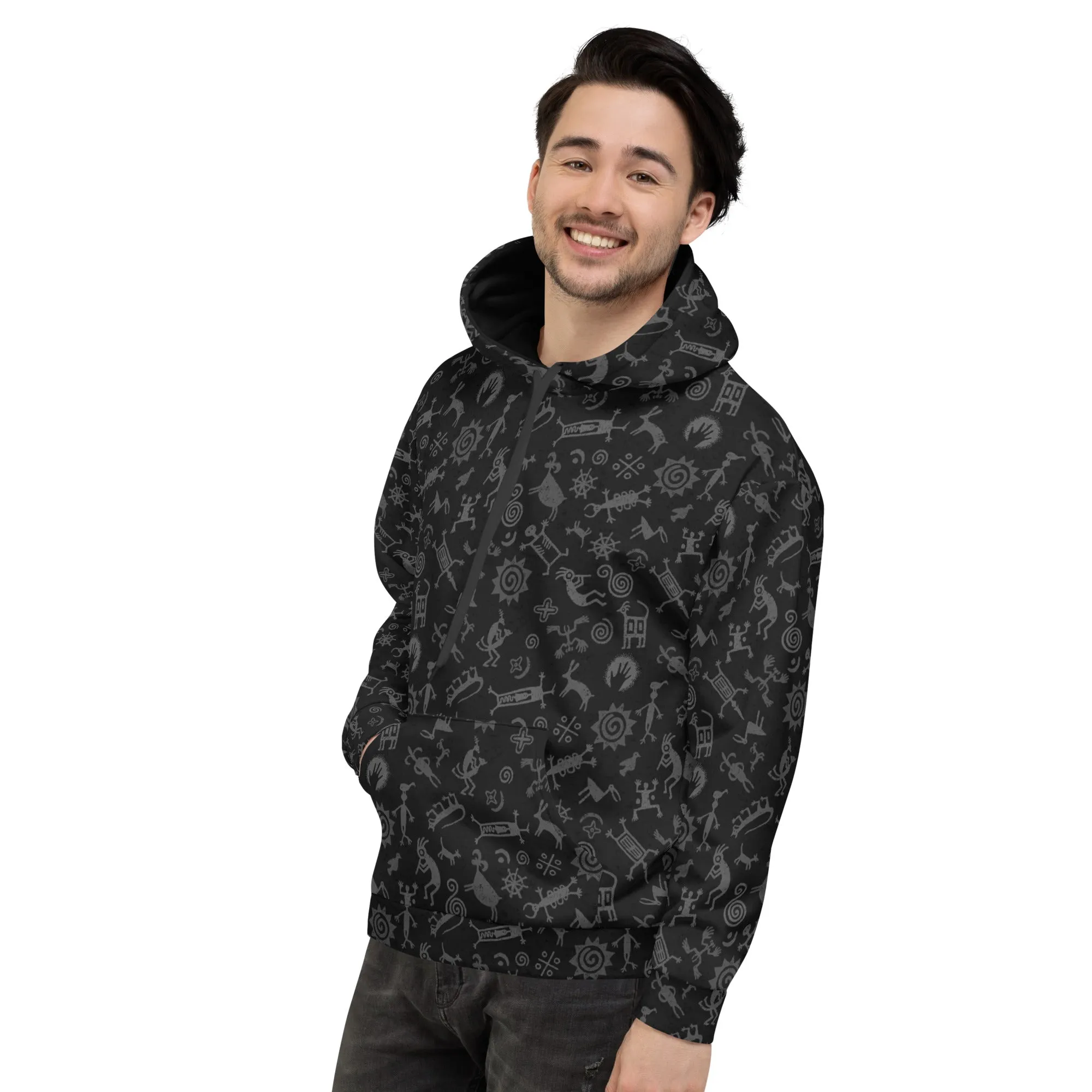 Hoodie - Petroglyphs - black & white