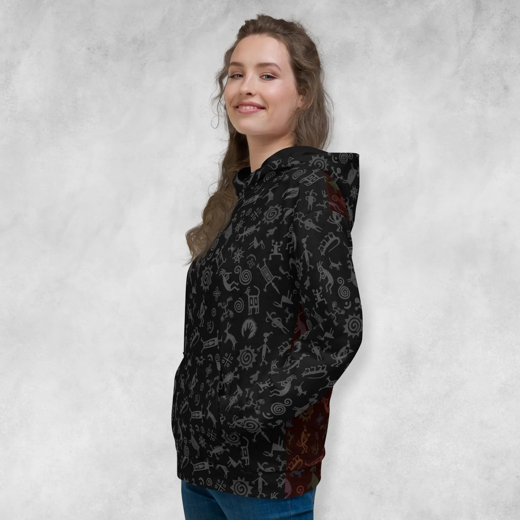 Hoodie - Petroglyphs - black & white