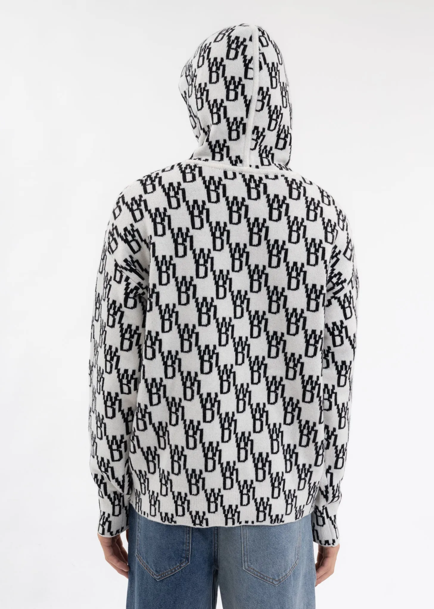 IVORY WD1 GRAPHIC KNIT HOODIE