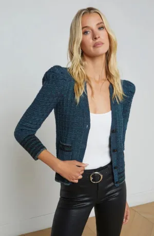 Jenni Waffle Stitch Cardigan in Deep Teal