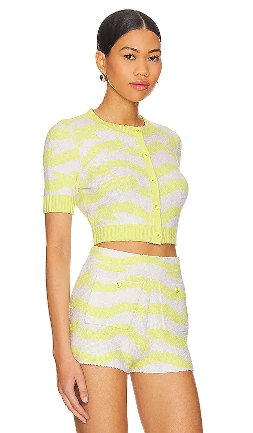 JoosTricot Short Sleeve Crop Cardigan in Yellow