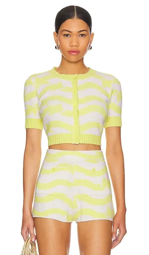 JoosTricot Short Sleeve Crop Cardigan in Yellow