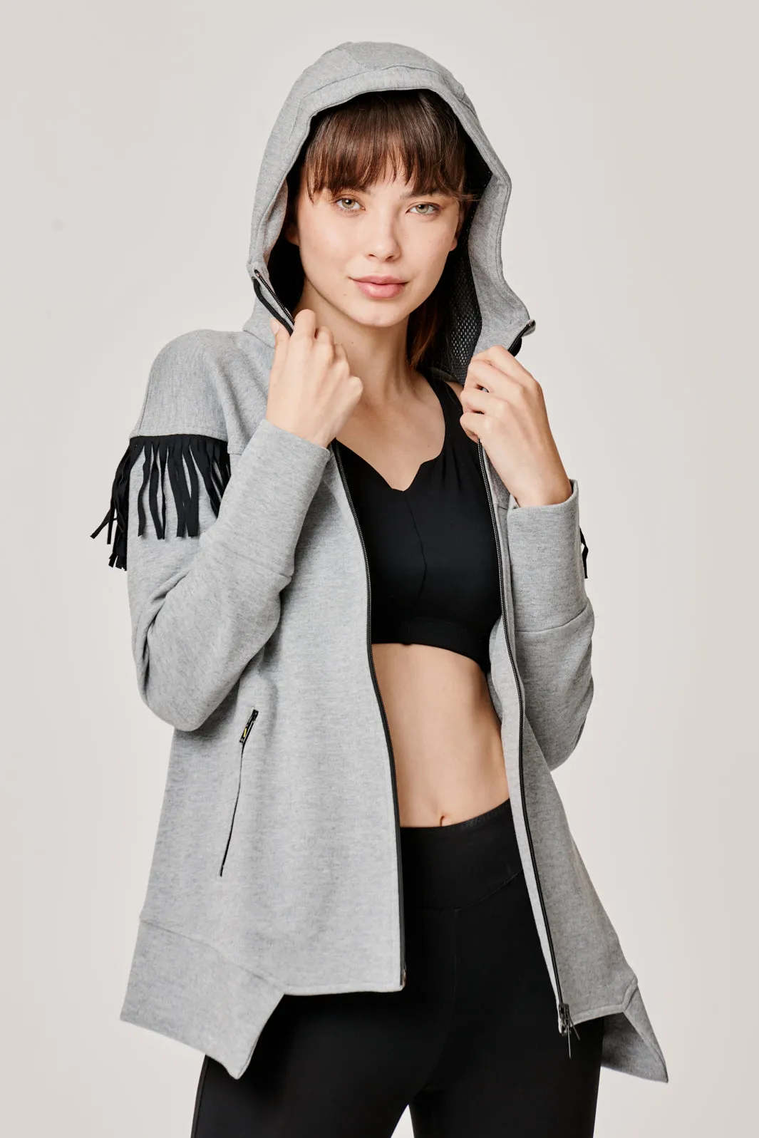Kiwi Grey Fringe Sweatshirt