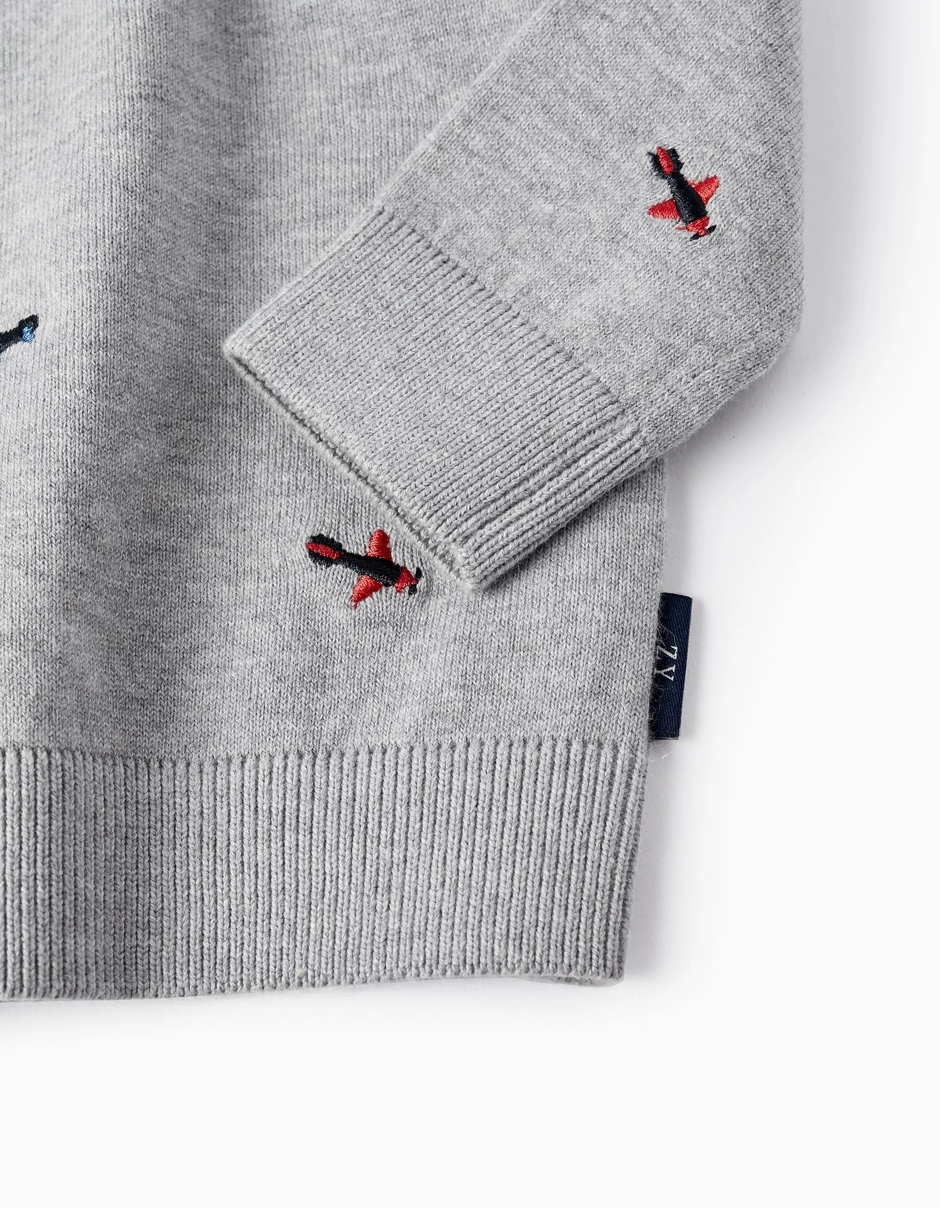 Knitted Jumper for Baby Boys 'Airplanes', Gray