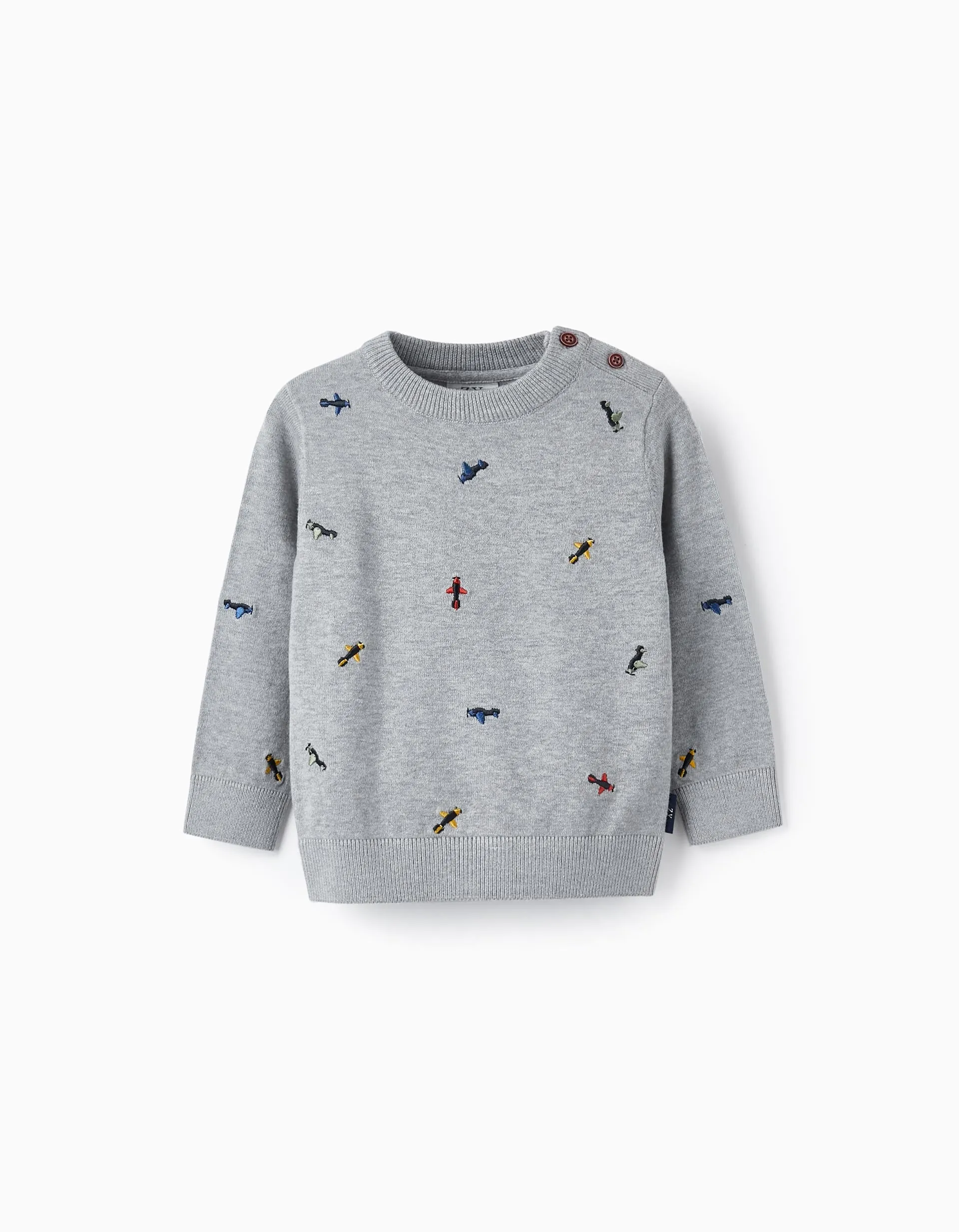 Knitted Jumper for Baby Boys 'Airplanes', Gray