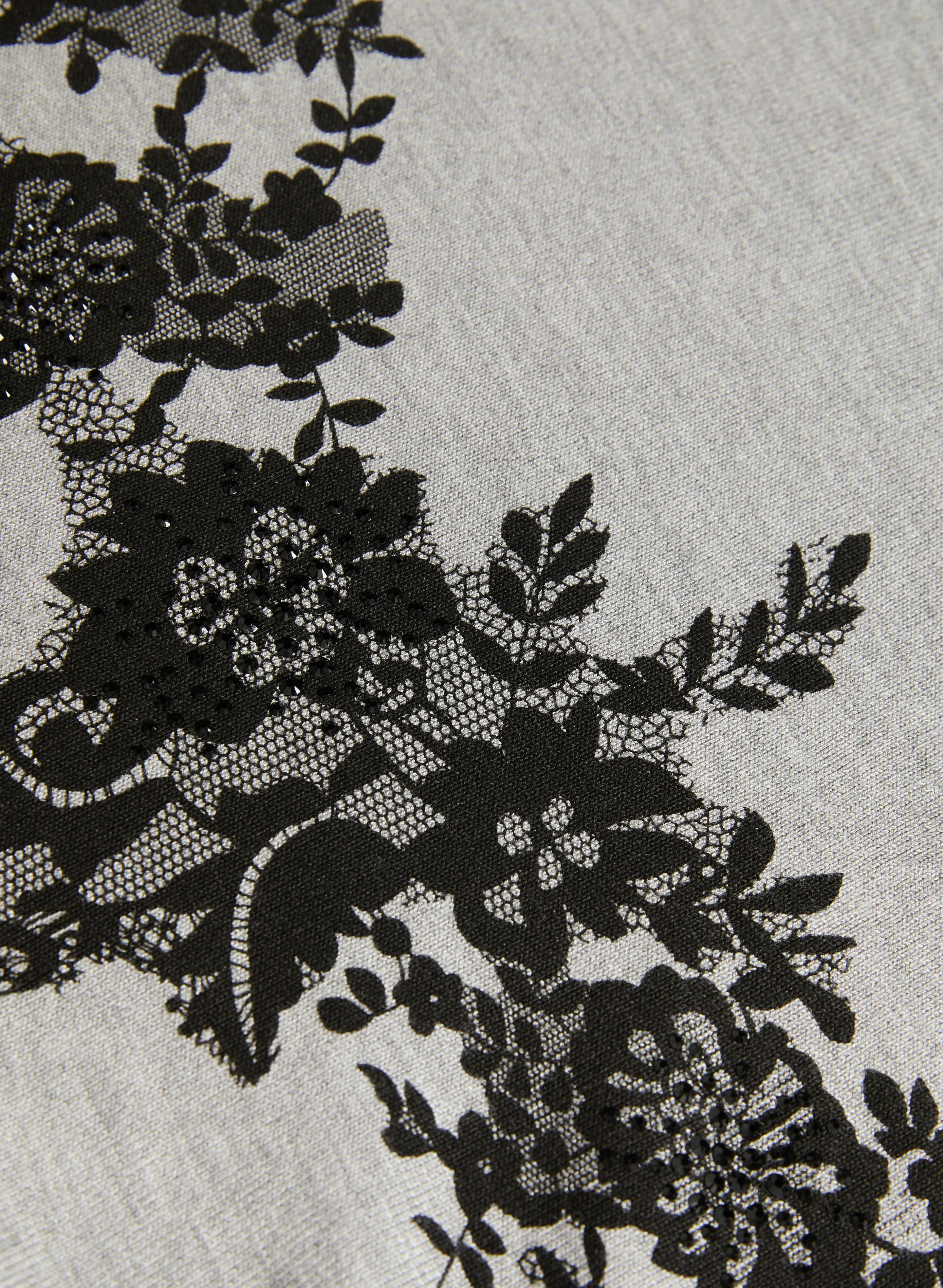Lace Print Knit Pullover