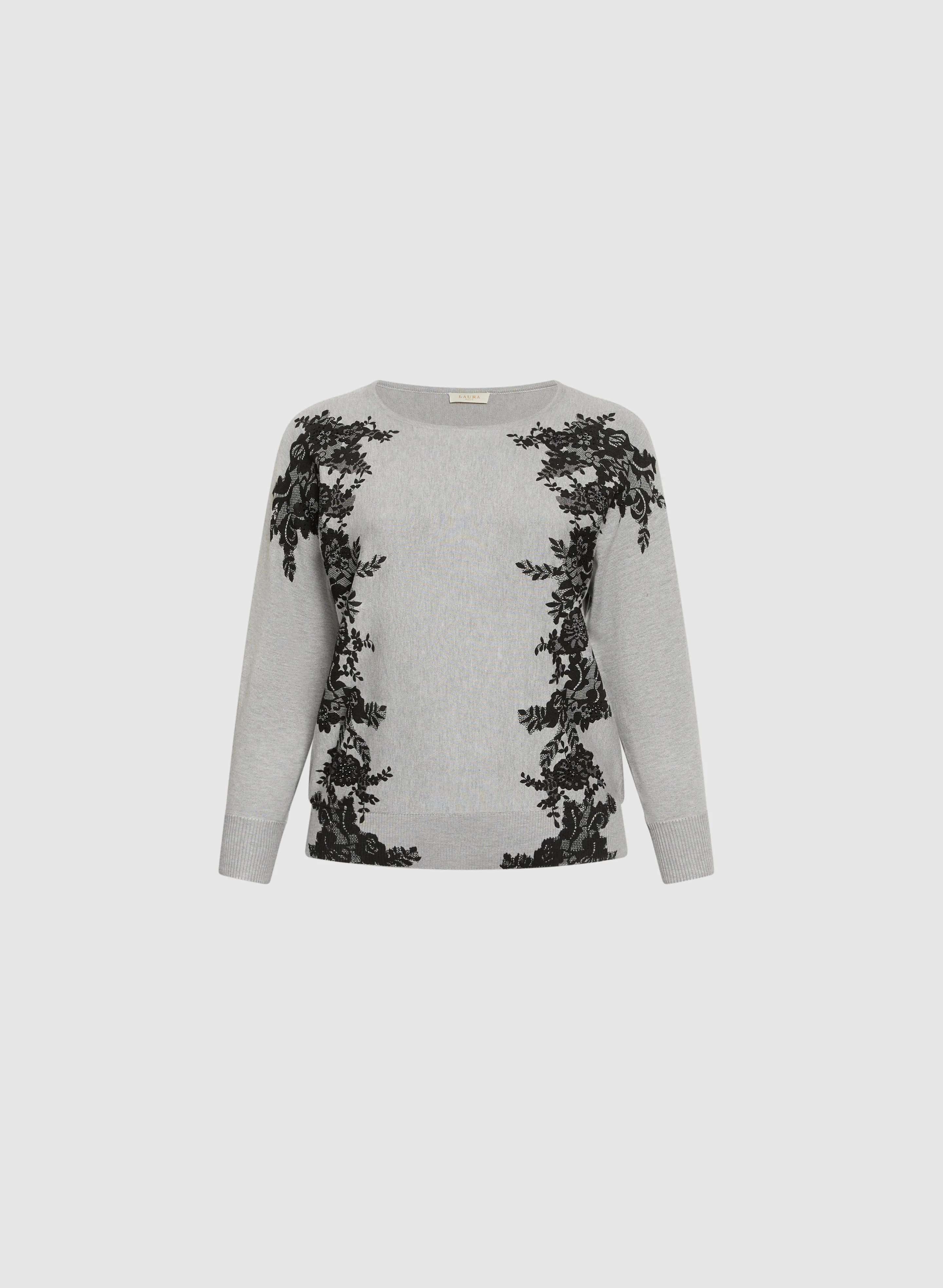 Lace Print Knit Pullover