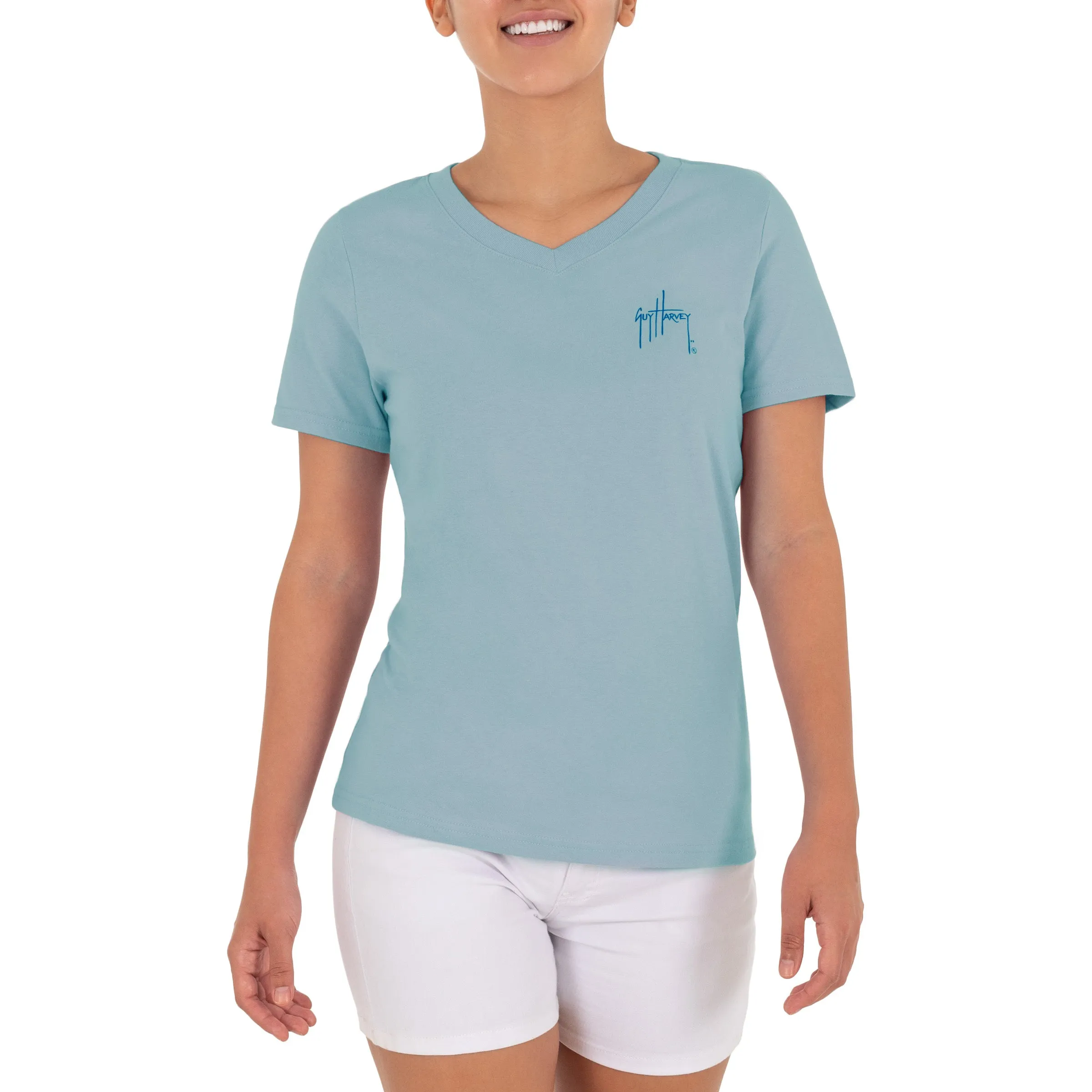 Ladies LTB Dolphin Short Sleeve V-Neck T-Shirt