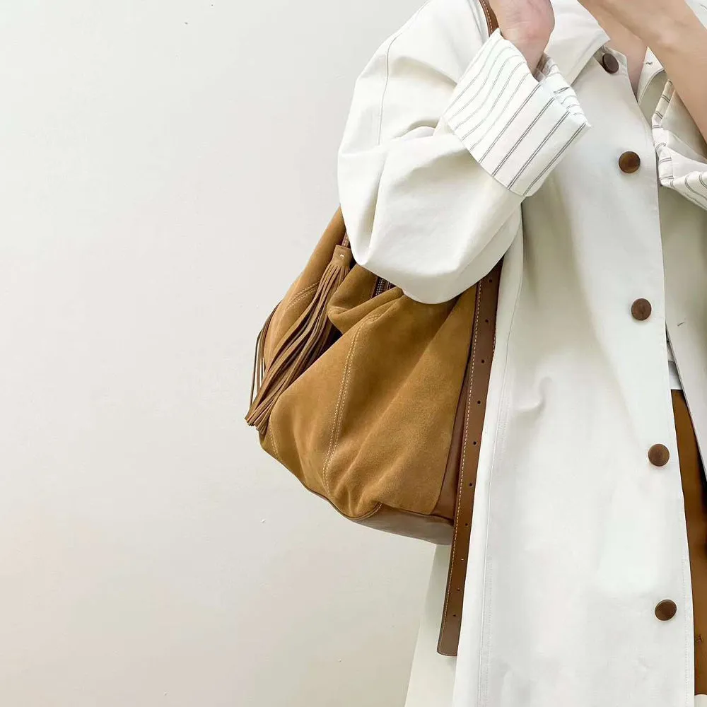 Lana Suede Slouchy Shoulder Bag - Chic Slouchy Design with Wide Shoulder Strap
